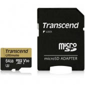 Transcend MicroSDXC Class 10 UHS-I U3 500s 64 GB карта памяти с адаптером