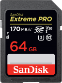 Карта памяти Sandisk 64GB Extreme PRO SDXC UHS-I 170MB/s